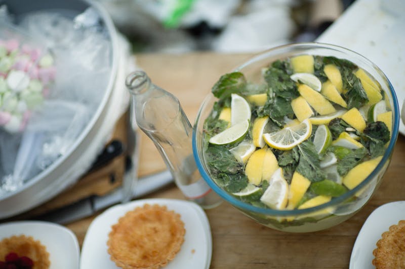 Fresh lemonade with mint and ice